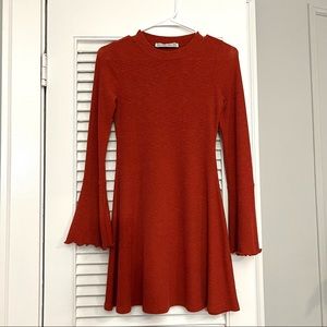 Abercrombie Wide/Flared Sleeve Knit Dress - Size XS (Burnt Red/Orange)